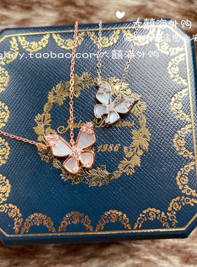 juicydreams水晶天然蝴蝶银项链