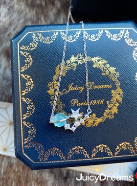 法国复古水晶幸运星小宇宙项链