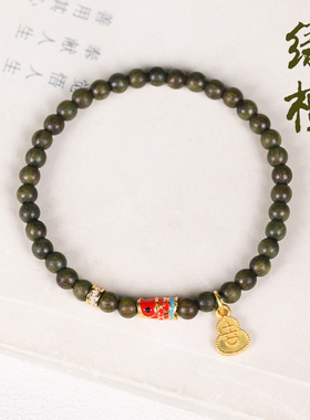 简约檀木手链细小纤细款绿檀手链女复古民族风手串男学生情侣单圈