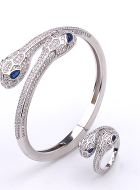 双蛇头手镯黄金色开口女情侣款复古蛇形手环冷淡风气质送女友礼物