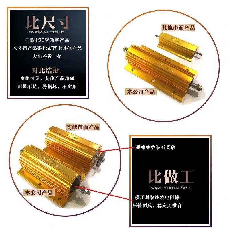 黄金铝壳线绕电阻器RXG20 300W 1R 5R 10R20R 50R 100R 200R300欧 - 图2