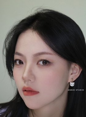 可爱女生猫咪卡通纯银耳钉无耳洞