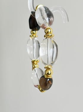 【茶晶白水晶大糖豆】黑金随行天然水晶设计款简约高级手串单圈