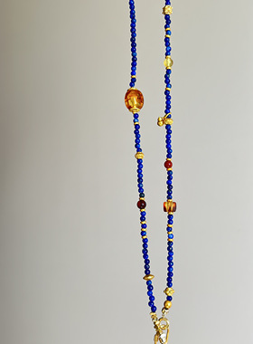 【万能链】天然青金石琥珀项链新中式轻奢小众精致闺蜜礼物送女友