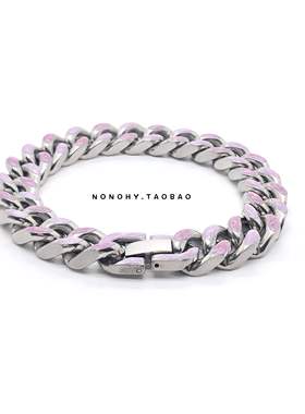 王嘉尔未来同款双排多色钛钢古巴链星空蓝冰梅粉手链情侣礼物简约