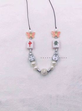 原创纯银貔恘蝴蝶骰子项链