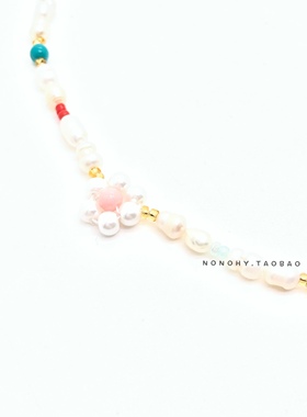lisa韩国设计师品牌彩色珍珠项链