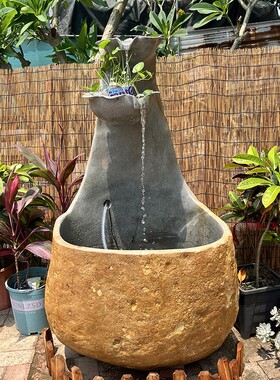 鱼缸荷花池门庭院水槽天然石头