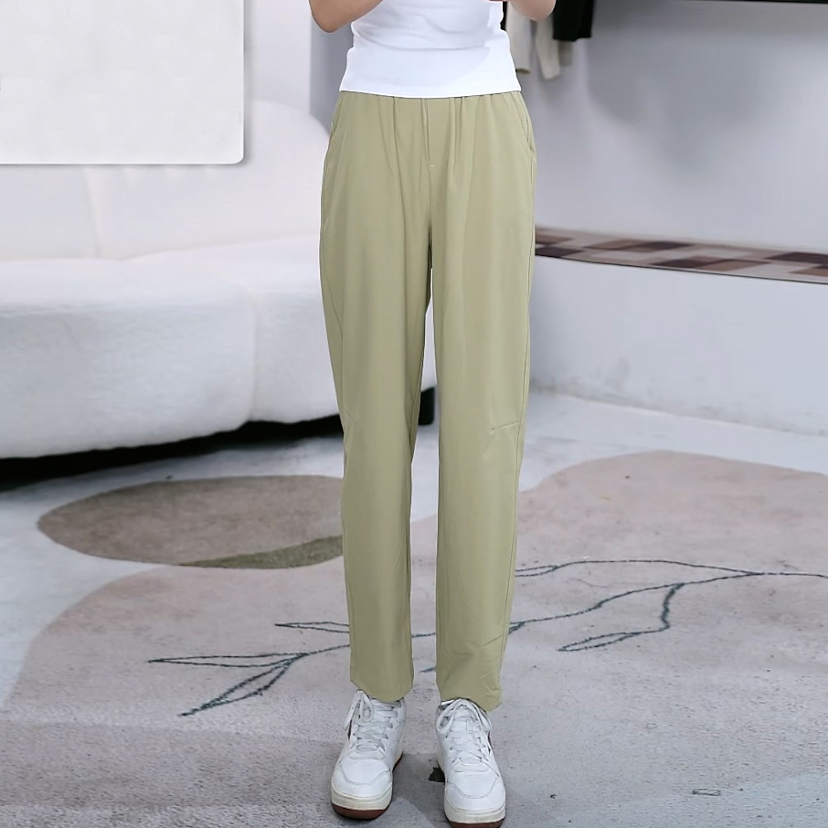 薄款高弹力透气面膜裤女2025夏季新款防晒百搭简约九分休闲哈伦裤 - 图0