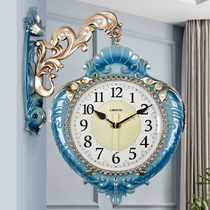 Creative field Park personality Han version Living room Double face hanging clock Eurostyle retro home Two-faced clock antique wall-mounted clock