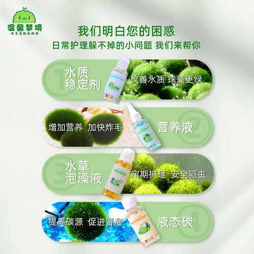 marimo幸福海藻球营养液微景观球藻生态瓶水培植物液态碳家用养护 - 图1