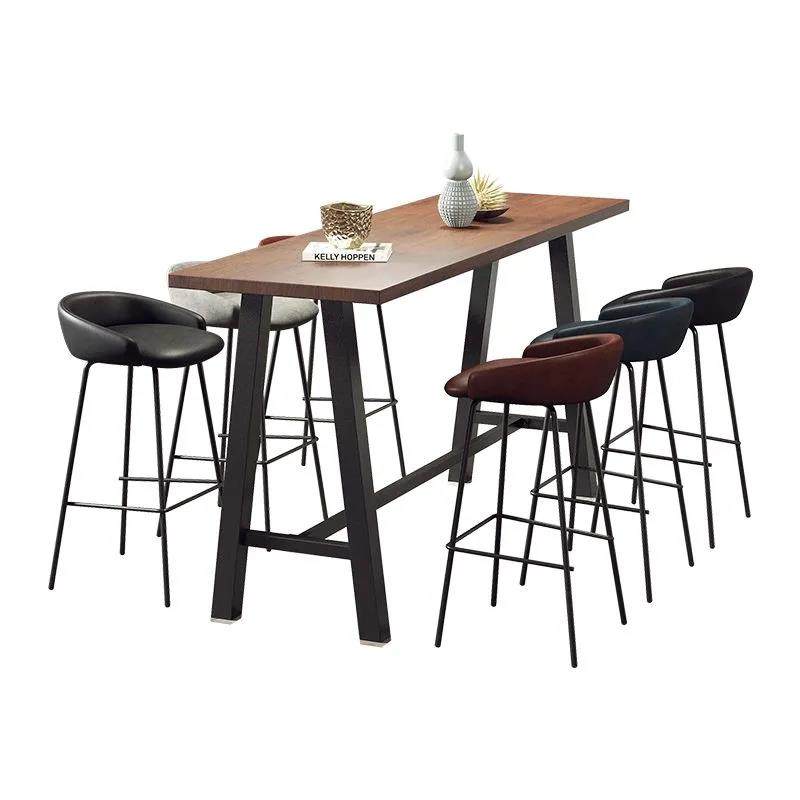 铁艺实木整板自然边复古桌创意休闲吧奶茶店靠墙长条高脚桌椅组合,淘宝优惠券,粉丝福利购,淘宝优惠卷