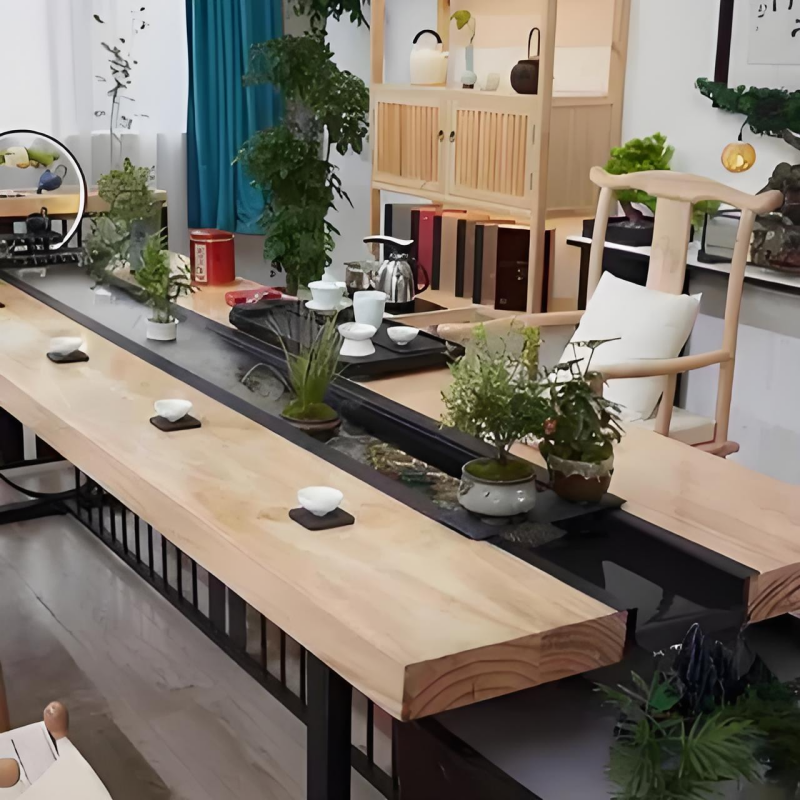 新中式循环流水茶台实木大板桌景观一体禅意可养鱼功夫茶桌椅组合,淘宝优惠券,粉丝福利购,淘宝优惠卷