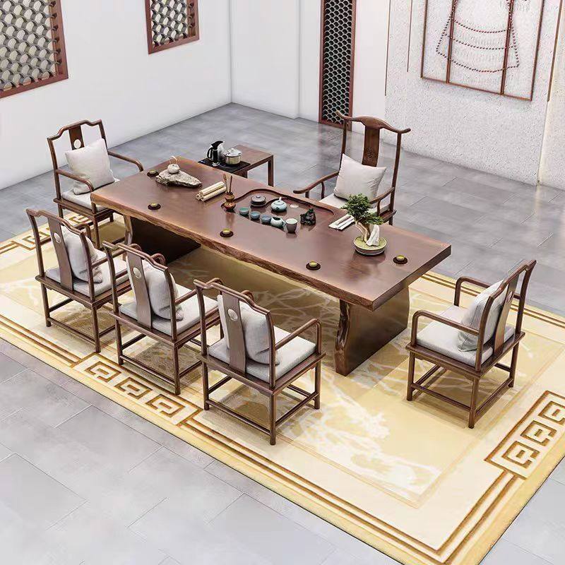 新中式大板茶桌茶具套装一体禅意办公室茶台家用实木泡茶桌椅组合,淘宝优惠券,粉丝福利购,淘宝优惠卷