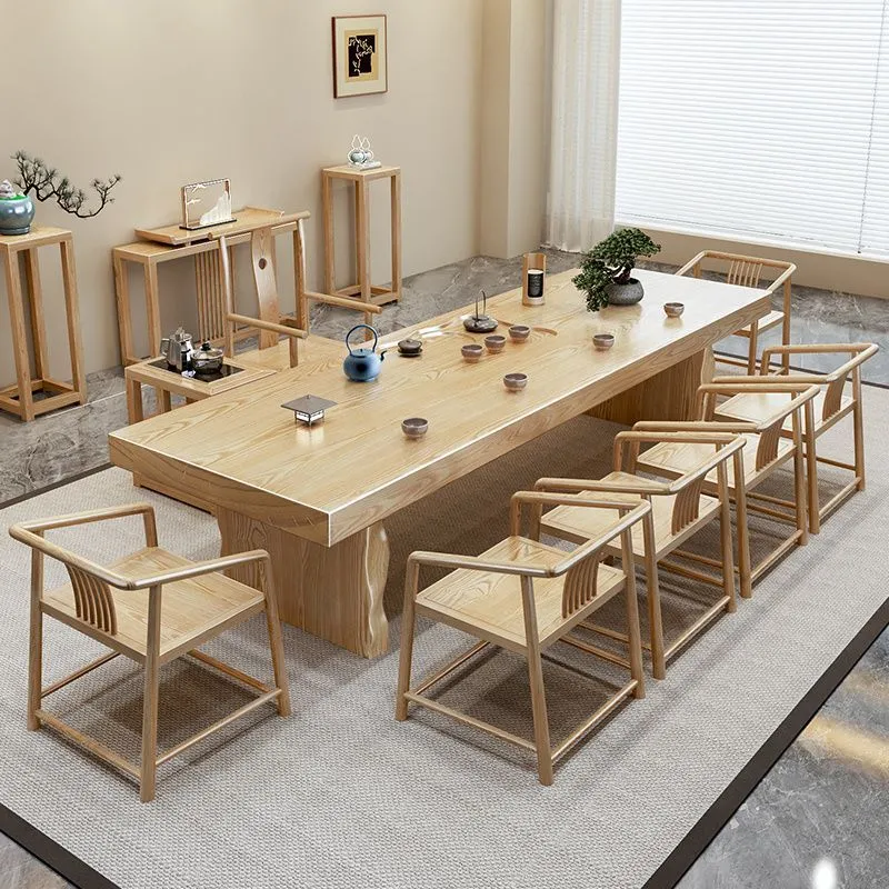 实木茶桌椅组合现代简约茶台会客区新中式办公室茶几长方形条桌,淘宝优惠券,粉丝福利购,淘宝优惠卷