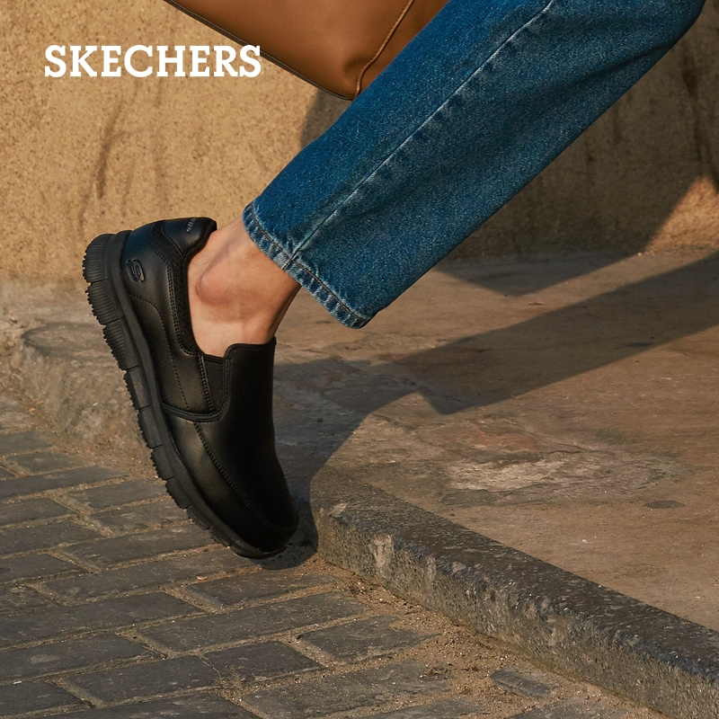 Skechers斯凯奇夏季一脚蹬懒人纯色商务皮鞋休闲鞋通勤男鞋工作鞋 - 图2