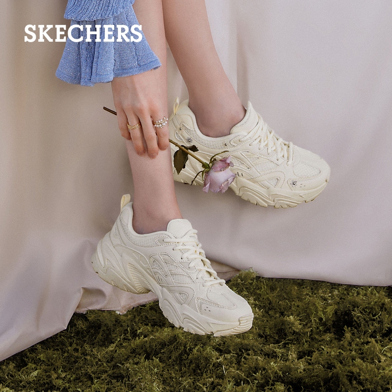 Skechers斯凯奇花心熊运动鞋女款鞋子女夏季款厚底增高休闲老爹鞋 - 图1