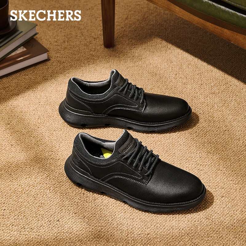 Skechers斯凯奇夏季男鞋一脚蹬休闲鞋柔软缓震耐脏皮鞋通勤商务鞋 - 图3