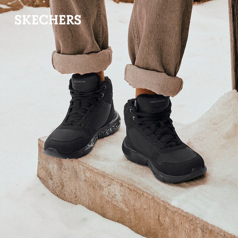 斯凯奇冬季男脚宽脚胖雪地靴加绒保暖休闲运动鞋冬靴耐磨户外棉鞋