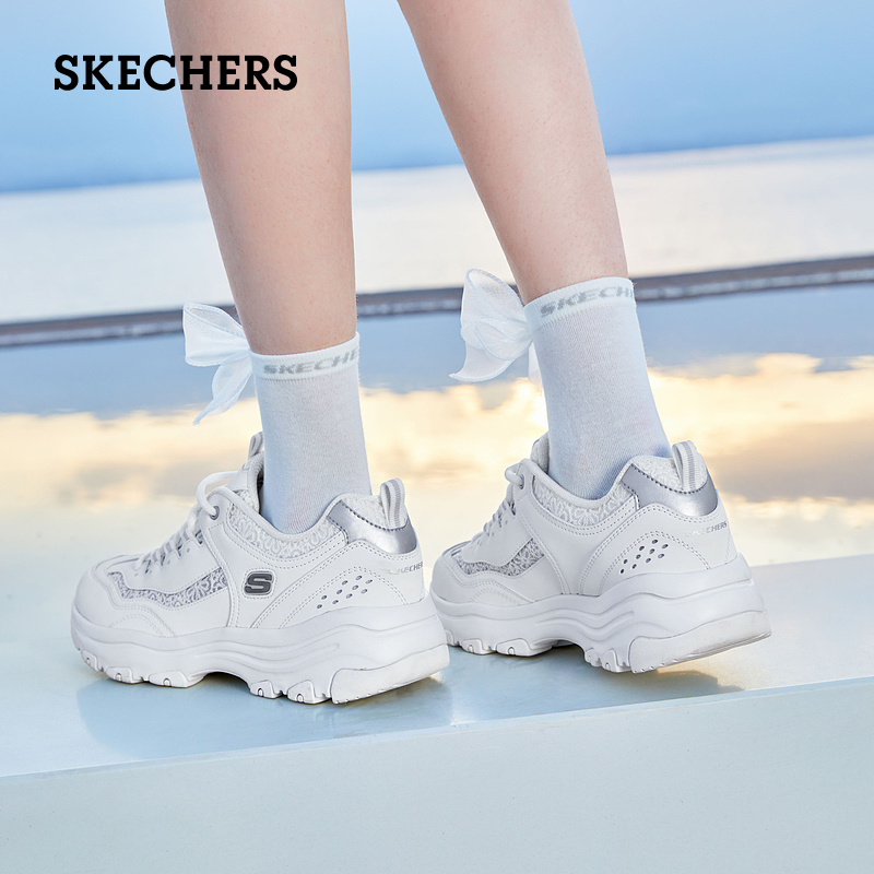 Skechers斯凯奇黑白熊夏季女鞋老爹鞋增高休闲鞋时尚运动鞋熊猫鞋-图2