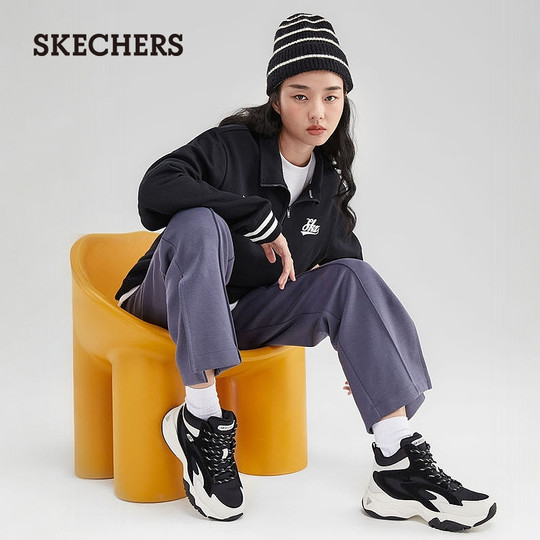 Skechers women's mid-high top thick-soled warm dad shoes