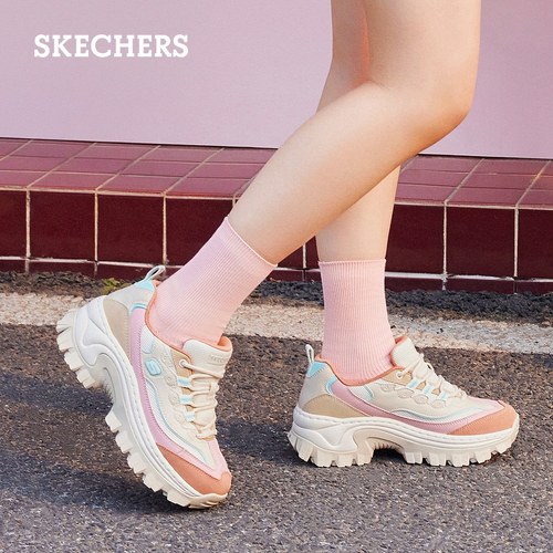 【赵露思同款】Skechers斯凯奇蜜糕鞋夏季新款女厚底增高老爹鞋-图1