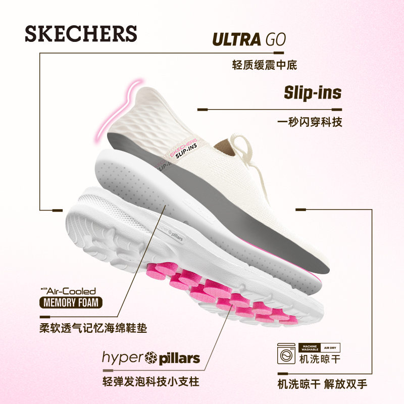 【闪穿鞋】Skechers斯凯奇Slip ins系列夏一脚蹬健步鞋休闲鞋女鞋 - 图3