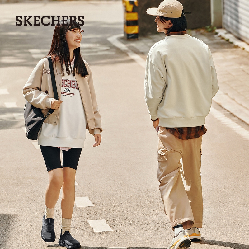 Skechers斯凯奇春季男女情侣同款时尚卫衣针织套头打底衫长袖T恤 - 图3