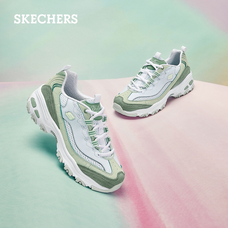 Skechers斯凯奇小冰熊女鞋厚底增高老爹鞋夏季透气撞色休闲熊猫鞋 - 图1