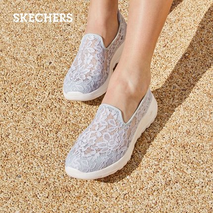 Skechers斯凯奇女鞋夏季一脚蹬休闲鞋透气健步鞋妈妈鞋平底单鞋