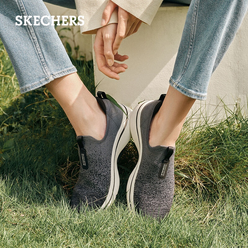 Skechers斯凯奇夏季一脚蹬健步鞋软底女鞋妈妈鞋室内健身鞋运动鞋 - 图3