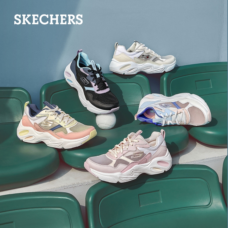 【薄如蝉翼】Skechers斯凯奇夏季女鞋陨石鞋老爹鞋网面透气运动鞋-图3