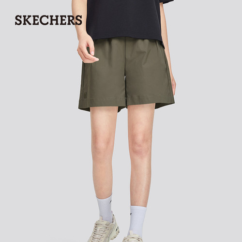 斯凯奇梭织短裤凉感直筒运动五分裤夏季新款女款户外休闲简约百搭 - 图1