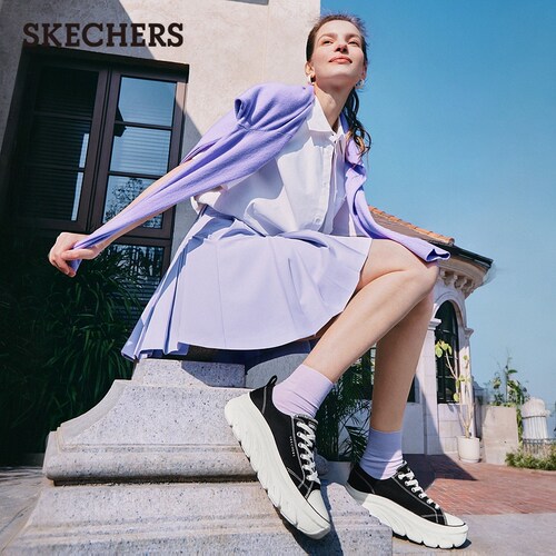 斯凯奇夏季女鞋经典百搭帆布鞋潮流休闲运动鞋软底轻便厚底增高鞋 - 图3