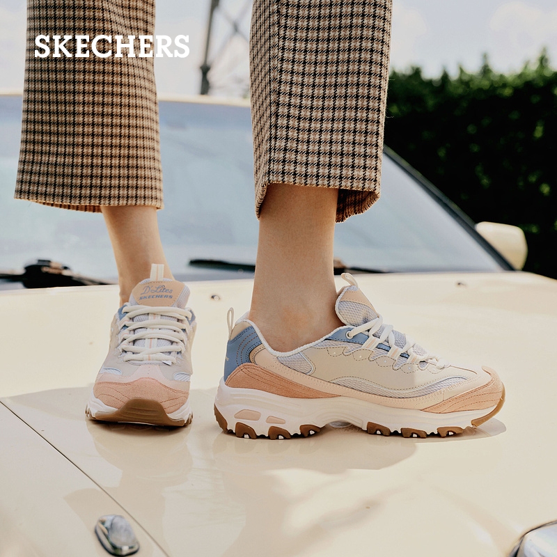 Skechers斯凯奇奶茶熊qq豆乳春夏女鞋休闲运动鞋厚底增高老爹鞋-图2