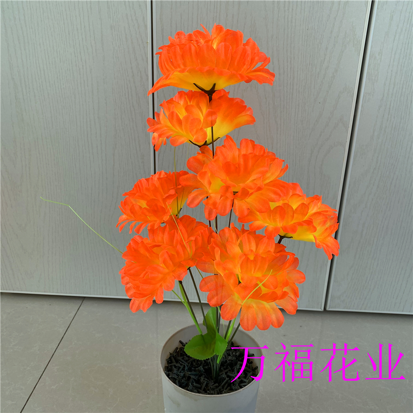 清明花 把花菊花 7朵大地菊大丽菊 五七绢花布花祭祀殡葬花圈厂家 - 图1