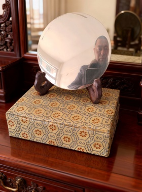 仿古铜镜八卦镜透光镜家居摆件四兽八卦镜三清透光玉清元始天尊