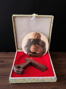 仿古铜镜八卦镜透光镜家居摆件四兽八卦镜三清透光道德天尊