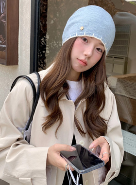 韩系撞色针织包头冷帽女秋冬季休