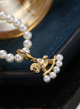 DIY配件S925纯银可爱珍珠吊坠扣头空托 可打开多珠项坠银托半成品