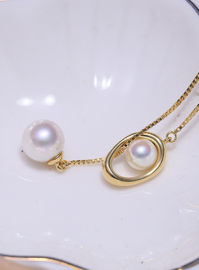 DIY配件S925纯银长款珍珠项链毛