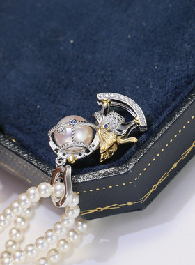 DIY配件S925纯银遮瑕款珍珠吊坠扣空托精美可打开项坠扣头银托8-9