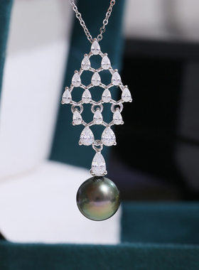 DIY珍珠吊坠配件半成品项坠银托