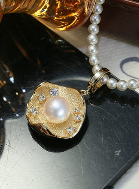 DIY配件 S925纯银轻奢珍珠吊坠扣头空托可打开项链坠子银托6-10mm