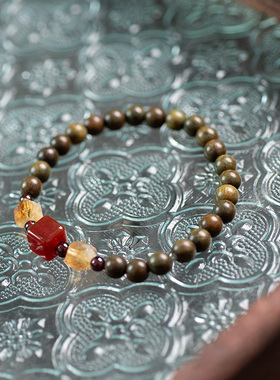 女绿檀木手串新中式原创