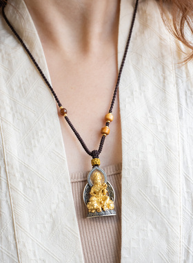 普贤|925银项链菩萨吊坠个性小众男女款本命佛毛衣链酷中性民族风