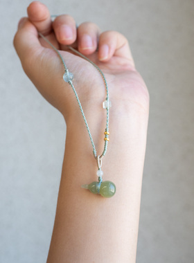 和田玉葫芦项链手工编绳可调节手作简约文艺新中式高级感显白气质