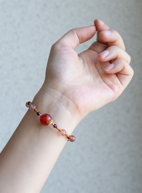 采薇|原创红玛瑙手串简约新中式文艺手链百搭日常清新草莓晶手链