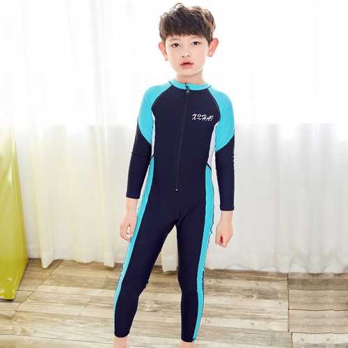 Children's swimsuit women's middle school and older children's one-piece long sleeved trousers men's and women's swimsuit student youth sunscreen diving suit