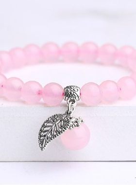 新款单圈黑红玛瑙玉髓手链蓝色猫眼石榴石女款饰品水晶手串饰品